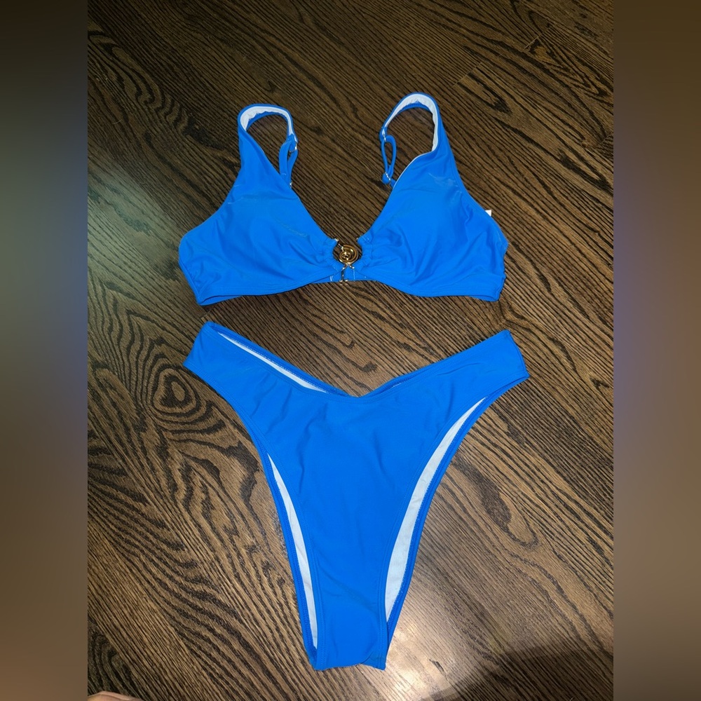 Cupshe x Kittenish Blue Women's Swimwear Set